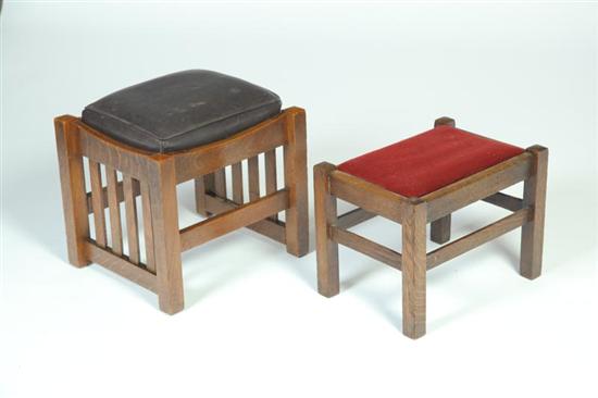 TWO ARTS & CRAFTS STOOLS.  American
