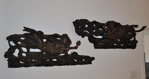 TWO ASIAN ARCHITECTURAL RELIEF