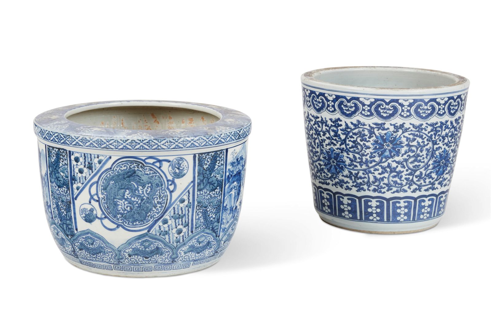 TWO ASIAN BLUE AND WHITE
