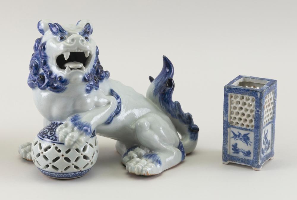 TWO ASIAN BLUE AND WHITE