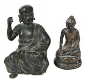 TWO ASIAN BRONZE BUDDHA AND GU