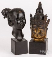 TWO ASIAN BRONZE BUSTSTwo Asia