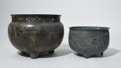 TWO ASIAN BRONZE JARDINIERESTw