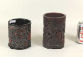 TWO ASIAN BRUSH POTSTwo Asian