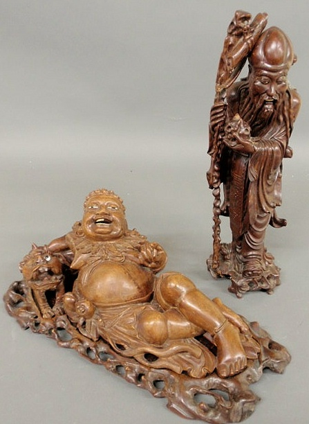 Two Asian carved exotic wood