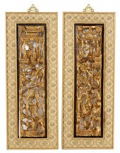 TWO ASIAN CARVED GILTWOOD FIGU