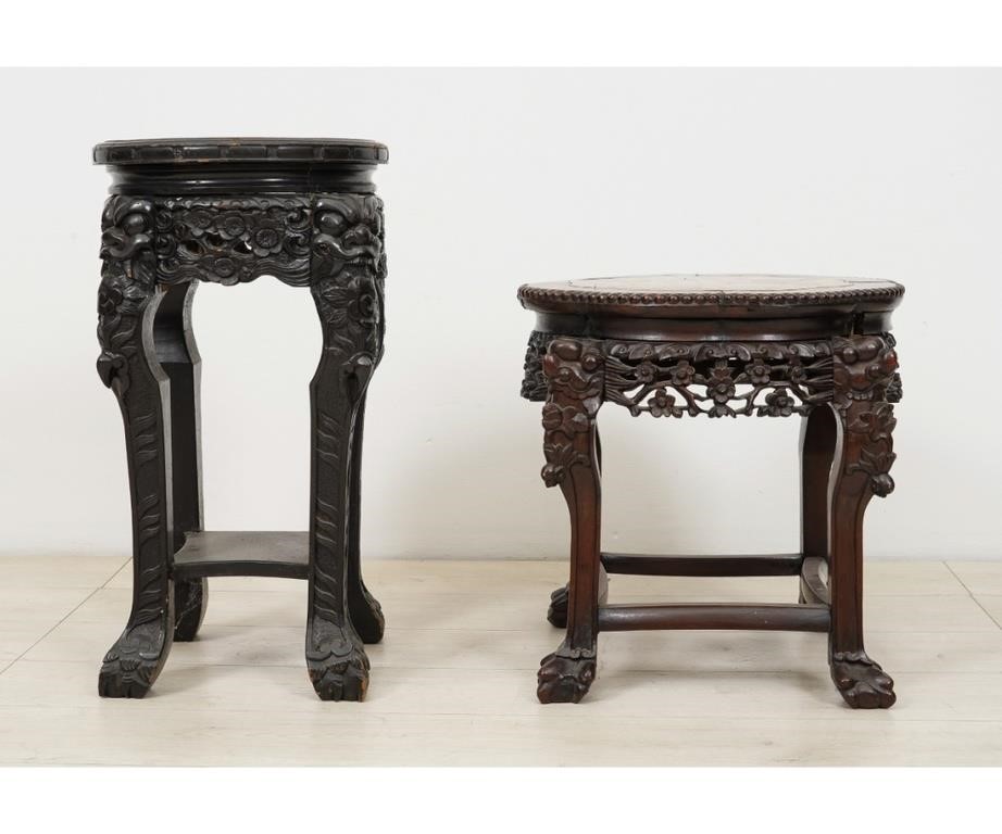 Two Asian carved plant stands, late