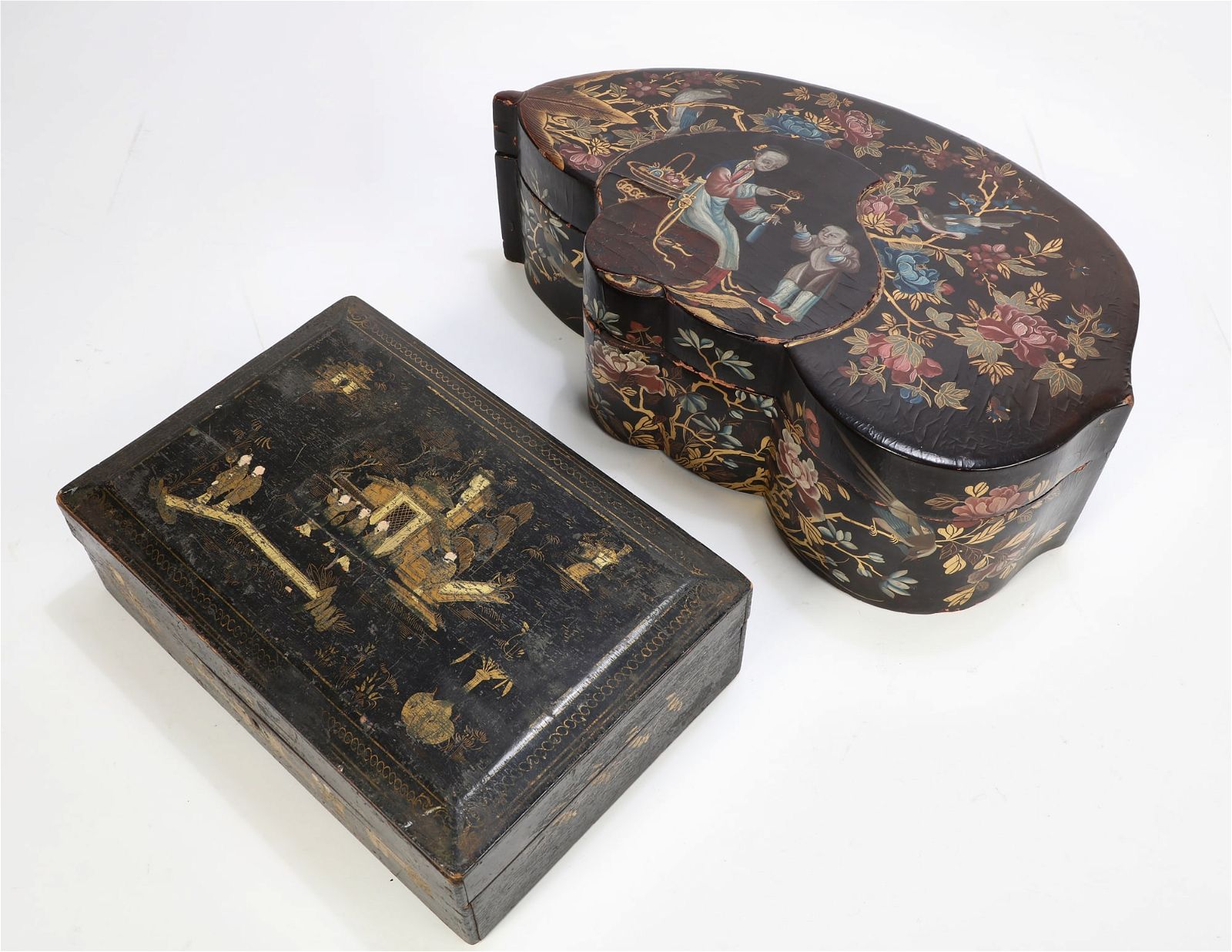 TWO ASIAN EXPORT LACQUER WORK
