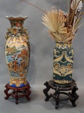 TWO ASIAN GLAZED CERAMIC VASES