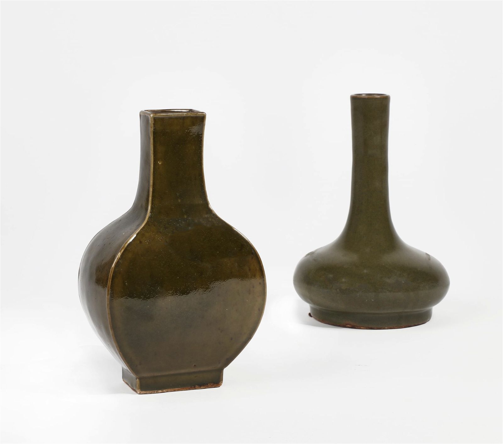 TWO ASIAN GREEN GLAZED CERAMIC