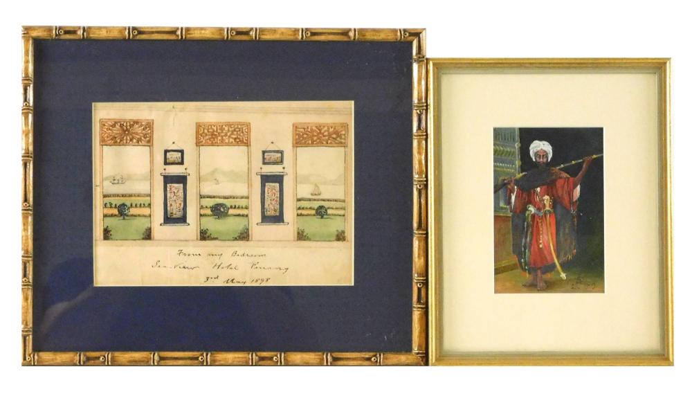 TWO ASIAN INSPIRED WATERCOLORS,
