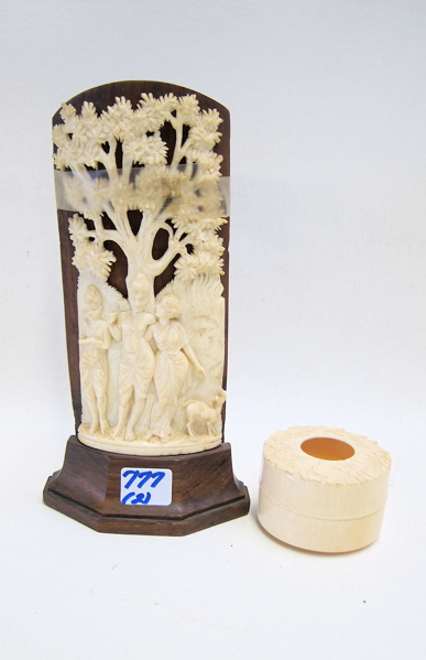 TWO ASIAN IVORY CARVINGS: figural