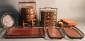 TWO ASIAN LACQUER STACKING BOX