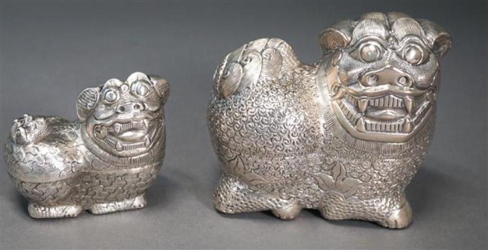 TWO ASIAN LOW GRADE SILVER FOO