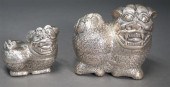 TWO ASIAN LOW GRADE SILVER FOO