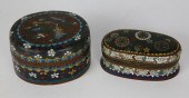 TWO ASIAN OVAL CLOISONNE BOXES