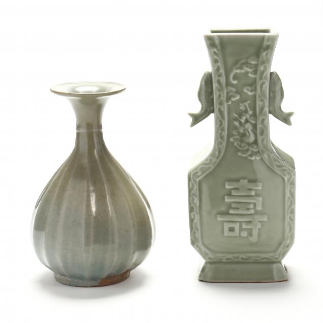 TWO ASIAN PORCELAIN CELADON
