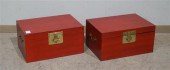 TWO ASIAN RED PAINTED DOCUMENT