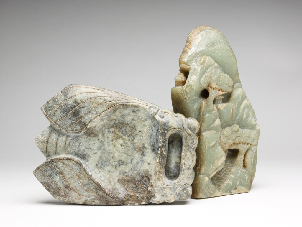 TWO ASIAN STONE CARVINGS. Twentieth