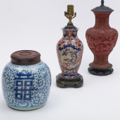 TWO ASIAN VASES MOUNTED AS LAM