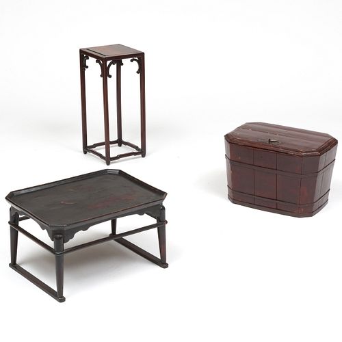 TWO ASIAN WOODEN STANDS AND A