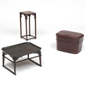 TWO ASIAN WOODEN STANDS AND A