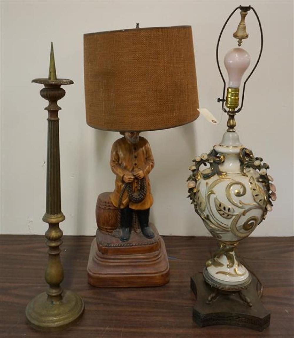 TWO ASSORTED TABLE LAMPS AND A TALL