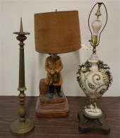 TWO ASSORTED TABLE LAMPS AND A