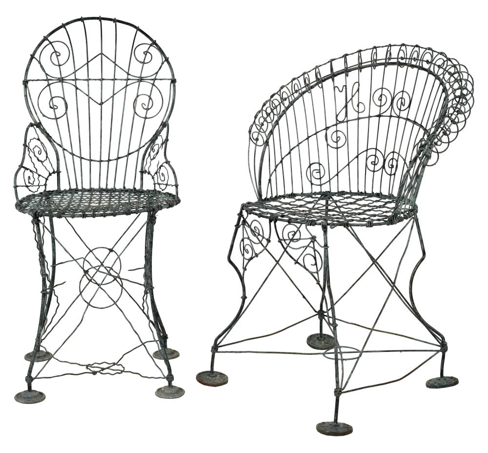TWO ASSORTED WIRE CHAIRSpossibly