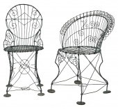 TWO ASSORTED WIRE CHAIRSpossib