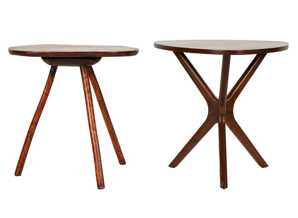 TWO ASSORTED WOOD SIDE TABLESthe