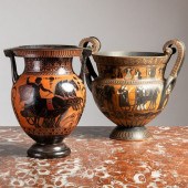 TWO ATTIC WARE URNSThe larger