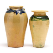 TWO AUMAN POTTERY TALL VASES<b