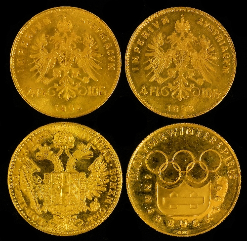 Two Austrian 1892 gold Four Florins