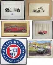 TWO AUTOMOBILE DRAWINGS AND FO