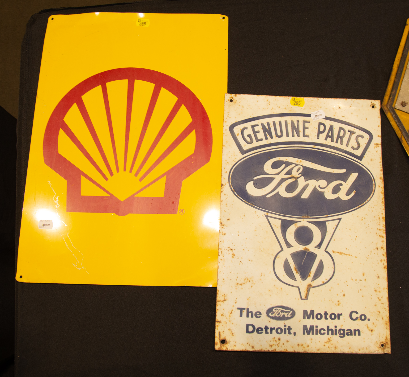 TWO AUTOMOTIVE TIN SIGNS Includes