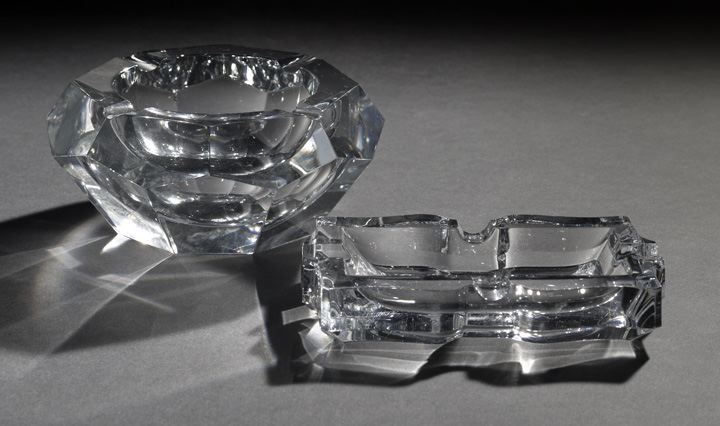 Two Baccarat Crystal Ashtrays, 