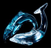 TWO BACCARAT CRYSTAL DOLPHIN F