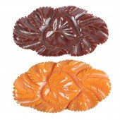 TWO BAKELITE PINS, TANGERINE A