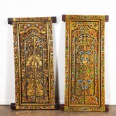 TWO BALINESE CARVED PARCEL GIL