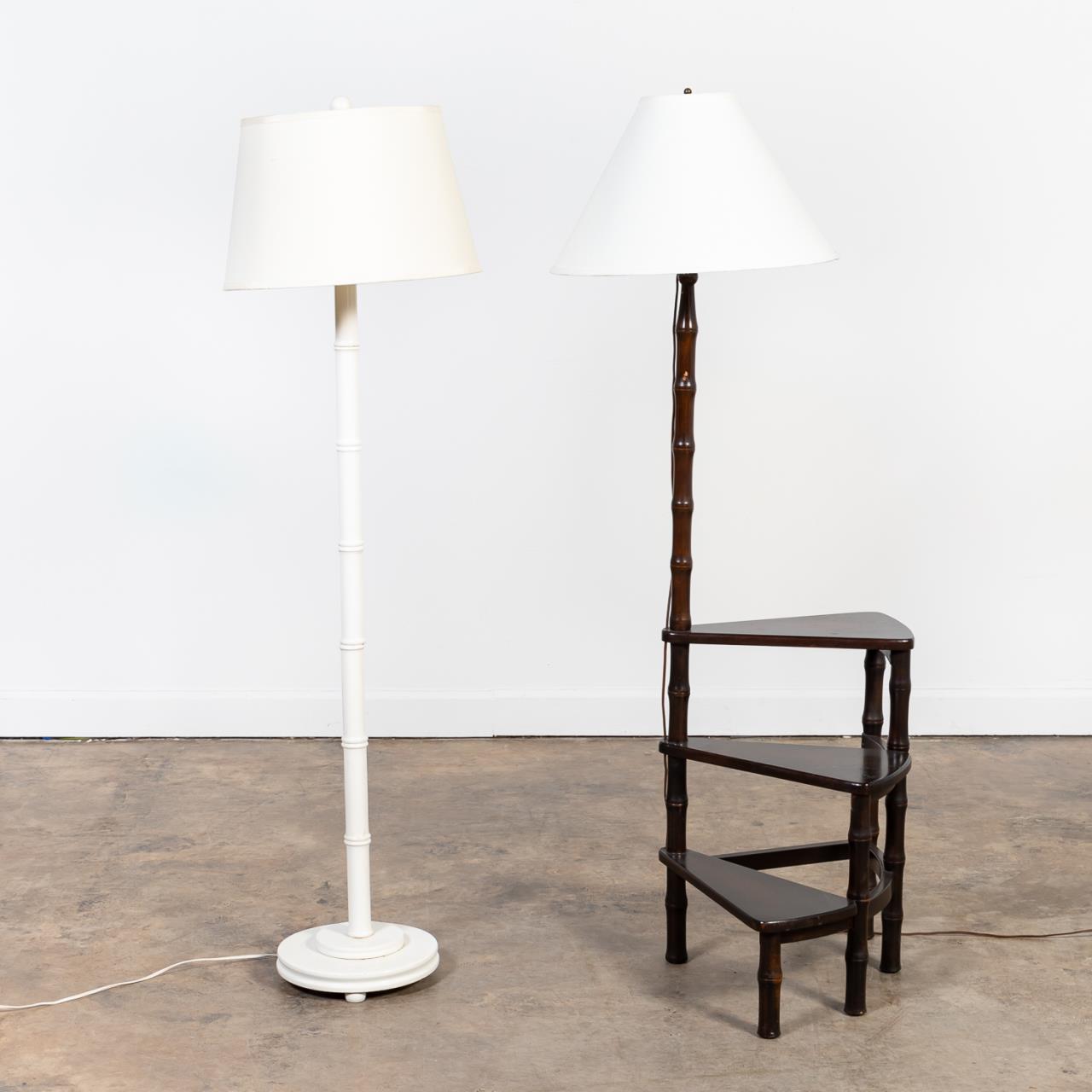 TWO BAMBOO STYLE FLOOR LAMPS,