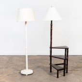 TWO BAMBOO STYLE FLOOR LAMPS,