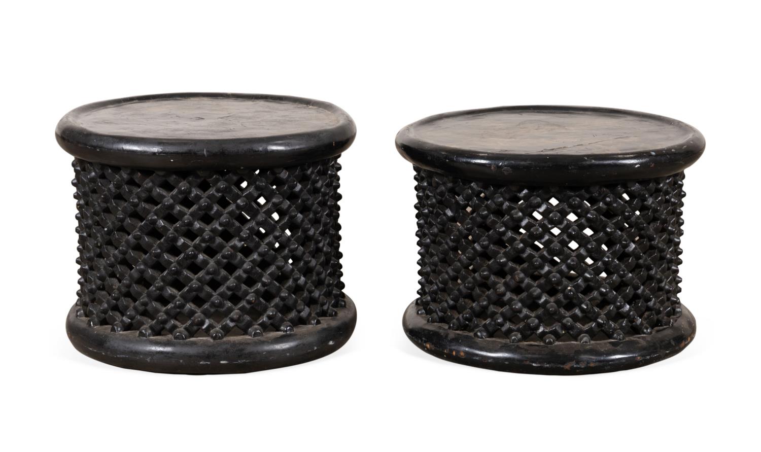 TWO BAMILEKE PEOPLES CARVED WOOD