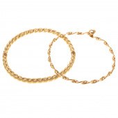 TWO BANGLE BRACELETS IN 14K YE