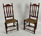 TWO BANISTER-BACK RUSH-SEAT SI