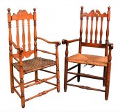 TWO BANNISTER BACK ARMCHAIRSTw