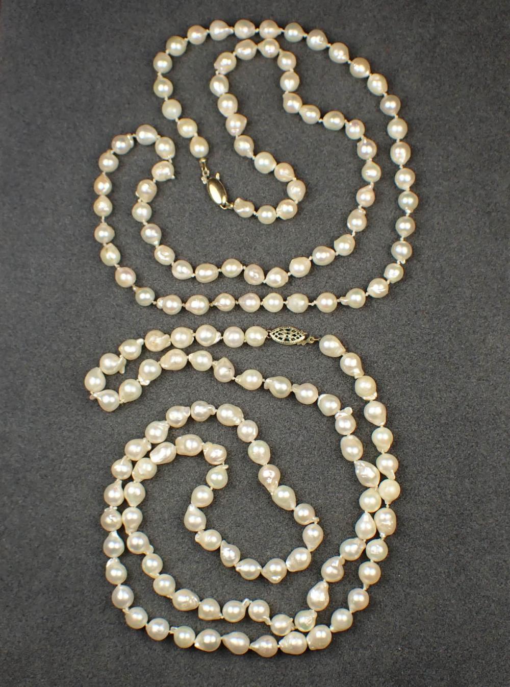TWO BAROQUE FRESHWATER PEARL