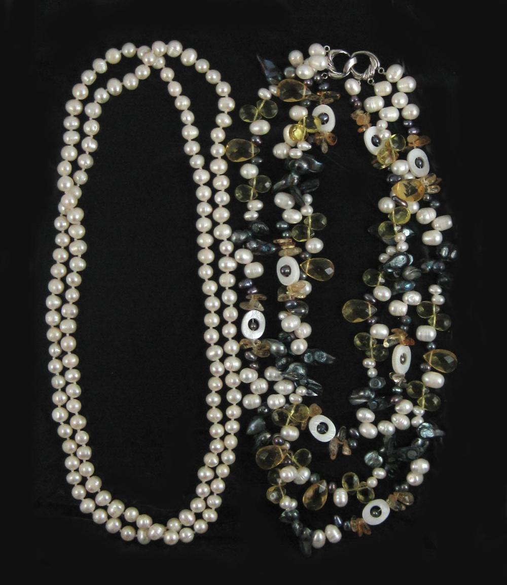 TWO BAROQUE WHITE PEARL
