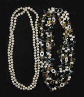 TWO BAROQUE WHITE PEARL NECKLA