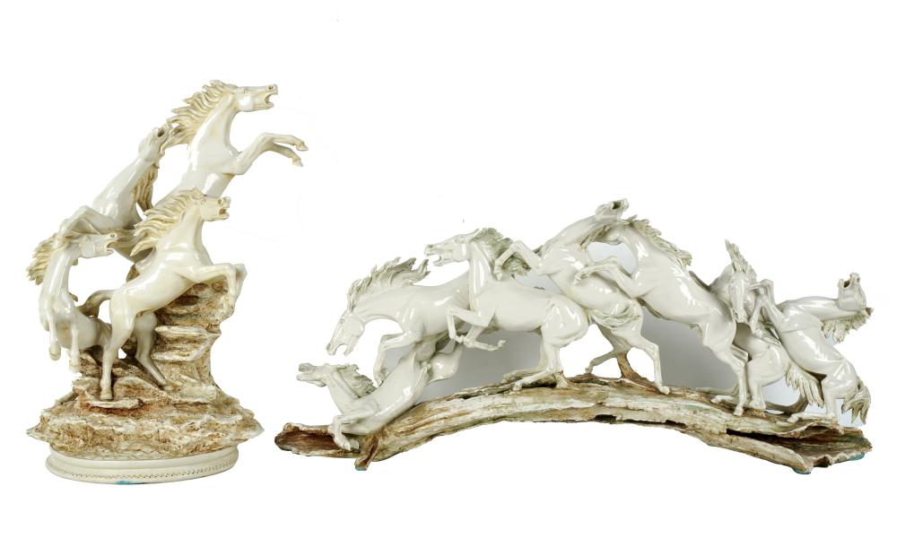 TWO BARSATO ITALIAN PORCELAIN HORSE